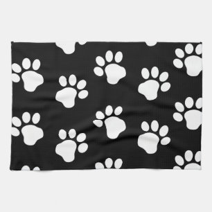 Linge De Cuisine Les Empreintes de pattes de Chat-Chien Blanc sur N