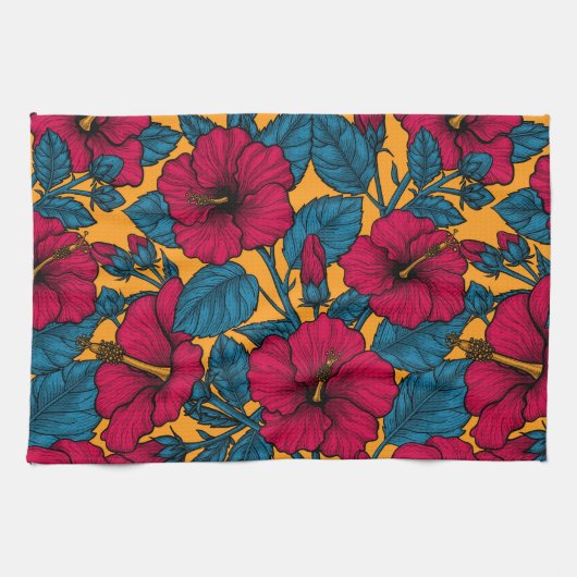 Linge De Cuisine Les fleurs d'Hibiscus (Horizontal)