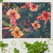Linge De Cuisine Les Fleurs D'Hibiscus, Un Modèle Floral Tropical (Plié)