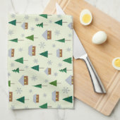 Linge De Cuisine Les flocons de neige et les sapins (Quart Plié)