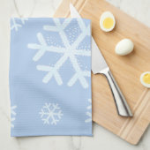 Linge De Cuisine Les flocons d'hiver au bleu clair (Quart Plié)