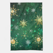 Linge De Cuisine Les flocons dorés de Noël sur l'Arrière - plan ver (Vertical)
