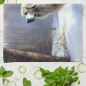 Linge De Cuisine Les Grands Pyrénées Laissent Neige Noël (Plié)