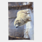 Linge De Cuisine Les Grands Pyrénées Laissent Neige Noël (Vertical)