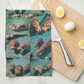 Linge De Cuisine Les hippopotames en jeu : Un paradis d'étang (Quart Plié)