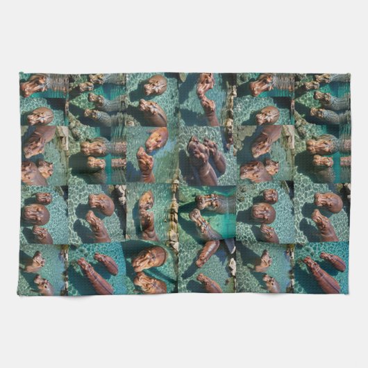 Linge De Cuisine Les hippopotames en jeu : Un paradis d'étang (Horizontal)