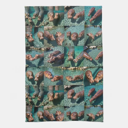 Linge De Cuisine Les hippopotames en jeu : Un paradis d'étang (Vertical)