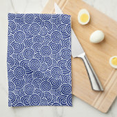 Linge De Cuisine Les Japonais tourbillonnent motif - bleu marine et (Quart Plié)