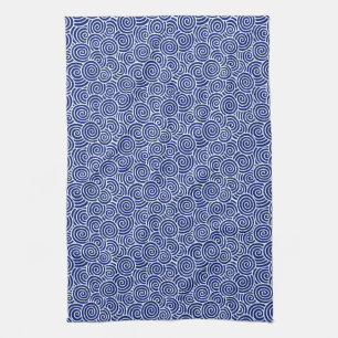 Linge De Cuisine Les Japonais tourbillonnent motif - bleu marine et