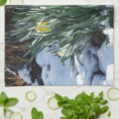 Linge De Cuisine Les jonquilles jaunes dans la neige (Plié)