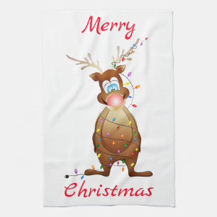 Linge De Cuisine Les lumières de Noël et de Rudolph
