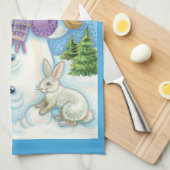 Linge De Cuisine Les mignons animaux construire un bonhomme de neig (Quart Plié)