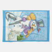 Linge De Cuisine Les mignons animaux construire un bonhomme de neig (Horizontal)