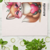 Linge De Cuisine Les mignons renards orange en amour (Plié)