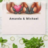 Linge De Cuisine Les mignons renards orange en amour (Plié)