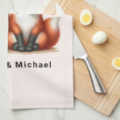 Linge De Cuisine Les mignons renards orange en amour (Quart Plié)