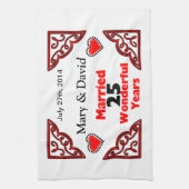 Linge De Cuisine Les noms noirs rouges de coeurs et datent (Vertical)