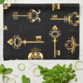 Linge De Cuisine Les Patters de Seamless avec Golden Keys (Plié)