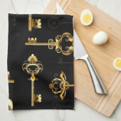 Linge De Cuisine Les Patters de Seamless avec Golden Keys (Quart Plié)