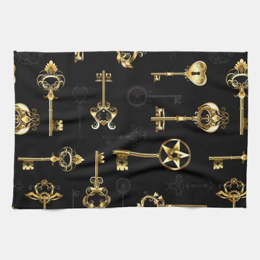 Linge De Cuisine Les Patters de Seamless avec Golden Keys (Horizontal)