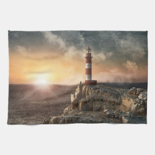 Linge De Cuisine Les phares Phare rouge et blanc