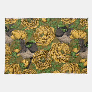 Linge De Cuisine Les pivoines et les brunes