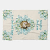 Linge De Cuisine Les Poulets Mangent Des Oeufs Dévastés Turquoise (Horizontal)