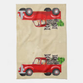 Linge De Cuisine Les ratons de Noël dans un camion rouge (Vertical)