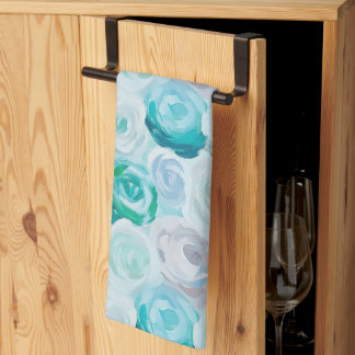 Linge De Cuisine Les Roses en bleu