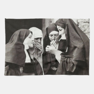 Linge De Cuisine Les soeurs fument la photo Vintage