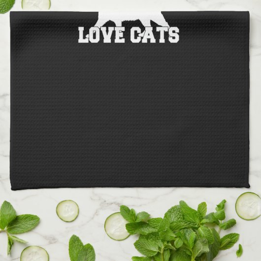 Linge De Cuisine Les vrais hommes aiment les chats Silhouette blanc (Plié)