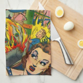 LINGE DE CUISINE L'ESPACE RISQUE DE RÉTROS BANDES DESSINÉES (Quart Plié)