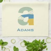 Linge De Cuisine Lettre Abstraite moderne A Monogramme Initial (Plié)