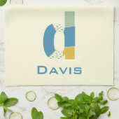 Linge De Cuisine Lettre Abstraite moderne D Monogramme Initiale (Plié)