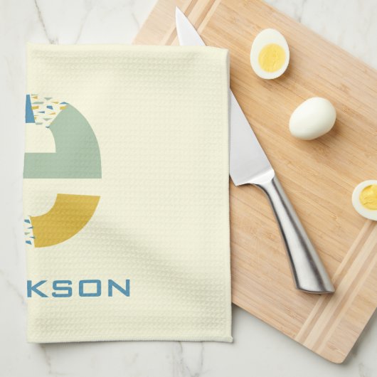 Linge De Cuisine Lettre Abstraite moderne E Monogramme initial (Quart Plié)