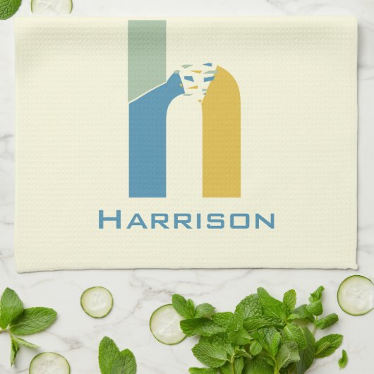 Linge De Cuisine Lettre Abstraite moderne H Monogramme initial (Plié)