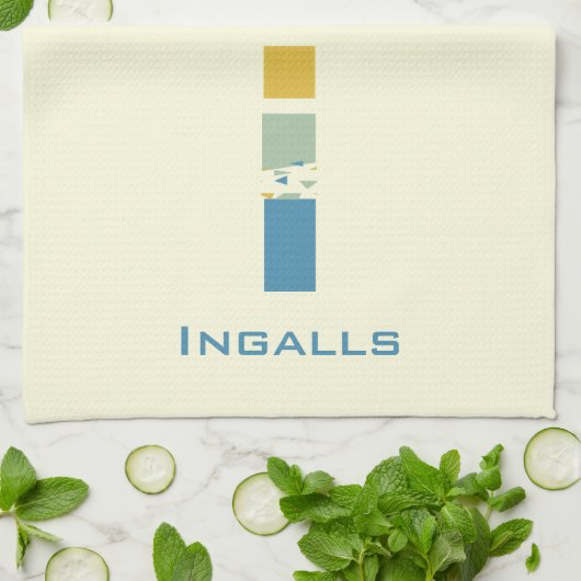 Linge De Cuisine Lettre Abstraite moderne I Monogramme initial (Plié)