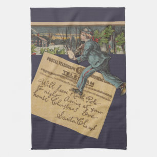 Linge De Cuisine Lettre de Noël Père Noël vintage