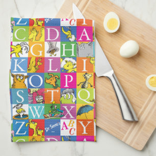 Linge De Cuisine Lettre en bloc colorée ABC du Dr Seuss Motif