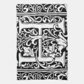 Linge De Cuisine Lettre H Monogramme médiéval Art Nouveau (Vertical)