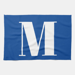 Linge De Cuisine LETTRE INITIALE Bleu Profond Monogramme Moderne De