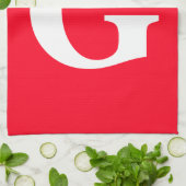 Linge De Cuisine Lettre initiale Monogramme Rouge Blanc Plaine Simp (Plié)