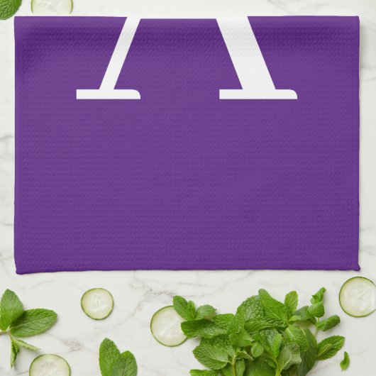 Linge De Cuisine Lettre initiale Monogramme Style moderne violet (Plié)
