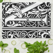 Linge De Cuisine Lettre M Monogramme médiéval Art Nouveau (Plié)