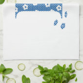Linge De Cuisine LETTRE Motif Fleur B (bleu) (Plié)