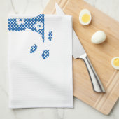 Linge De Cuisine LETTRE Motif Fleur B (bleu) (Quart Plié)