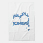 Linge De Cuisine LETTRE Motif Fleur B (bleu) (Vertical)