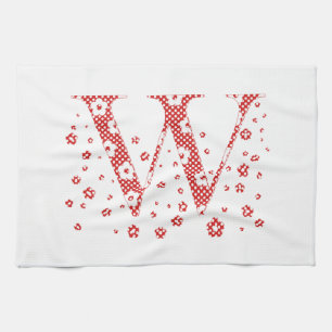 Linge De Cuisine LETTRE Motif Fleur W(rouge)