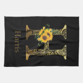 LINGE DE CUISINE LETTRE NOIRE ET OR H TOMBEAUX (Horizontal)