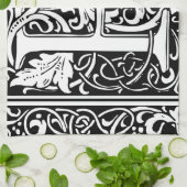 Linge De Cuisine Lettre P Monogramme médiéval Art Nouveau (Plié)